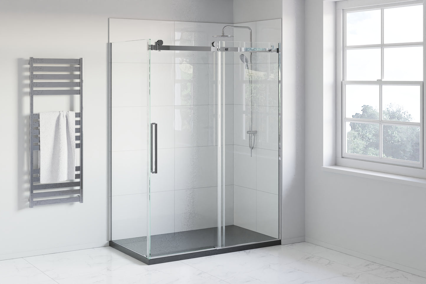 Corner Shower 60x36x84 Chrome - 8mm